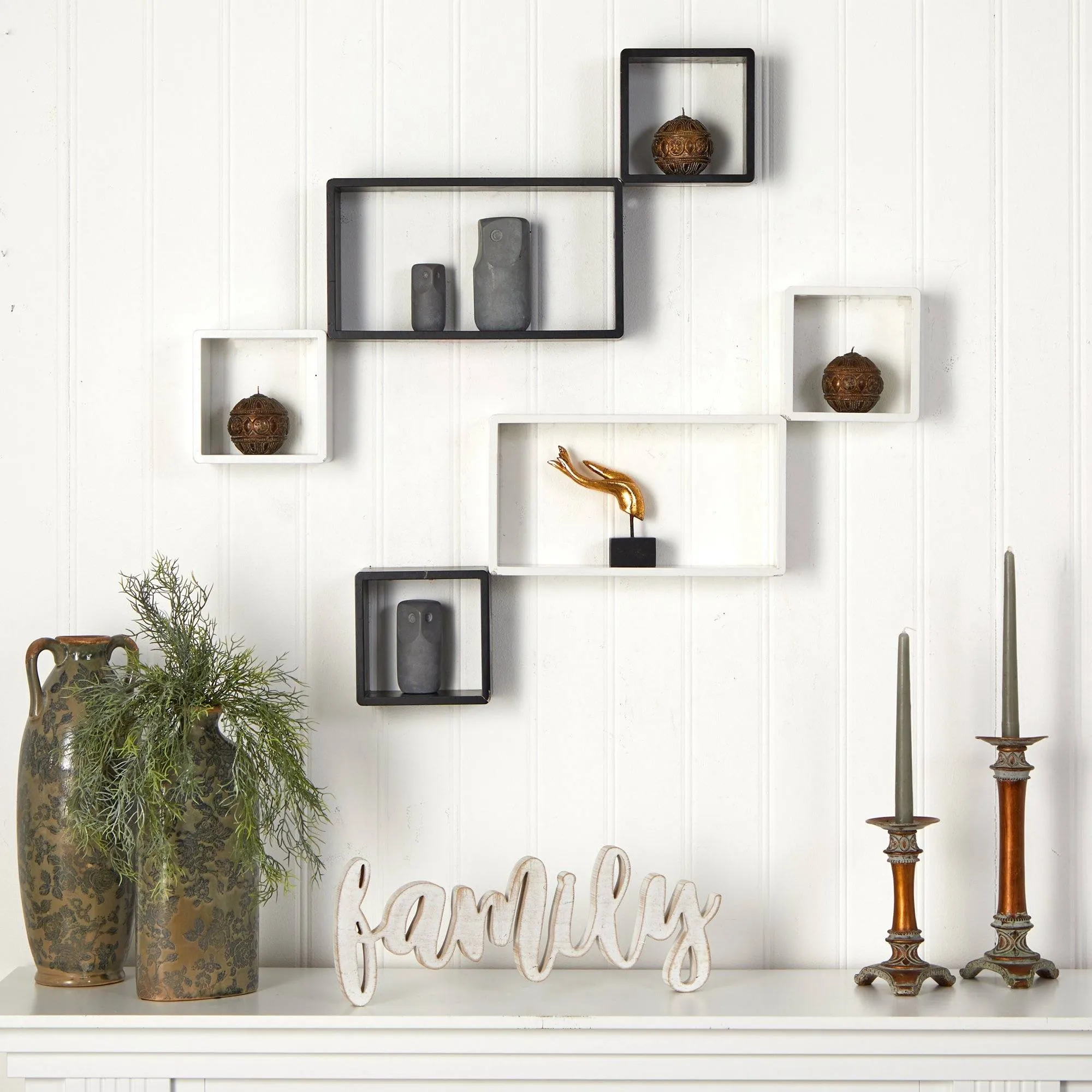 15" Modern Wall Art Décor Floating Shelves (Set of 6)"