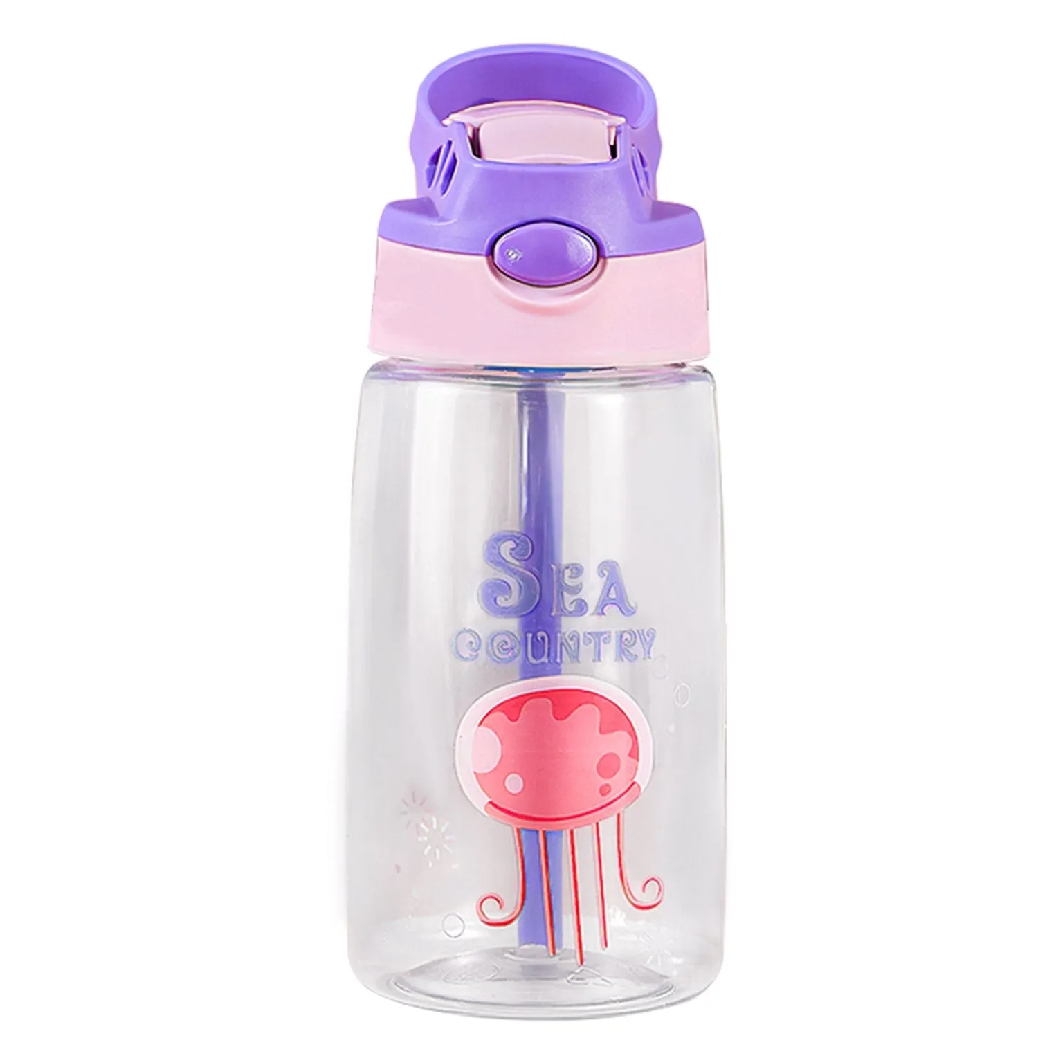 16.2oz Leak-proof Kids Water Bottle with Straw Push Button