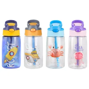 16.2oz Leak-proof Kids Water Bottle with Straw Push Button