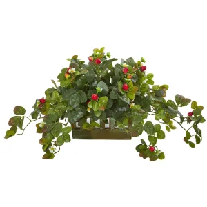 16" Strawberry Artificial Plant in Decorative Planter"