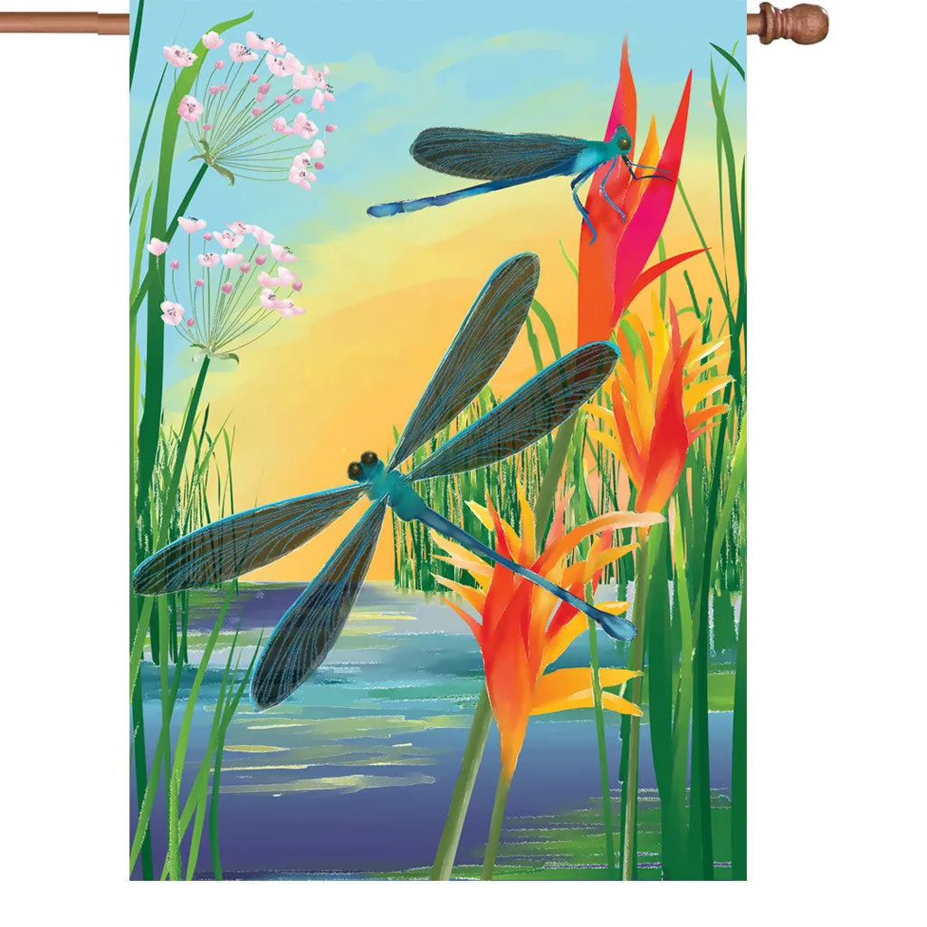 28 in. Dragonfly House Flag - Damselfly