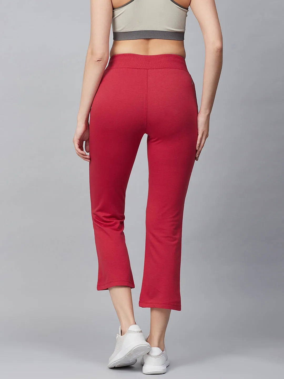 Alcis Women Red Solid Cropped Track Pants