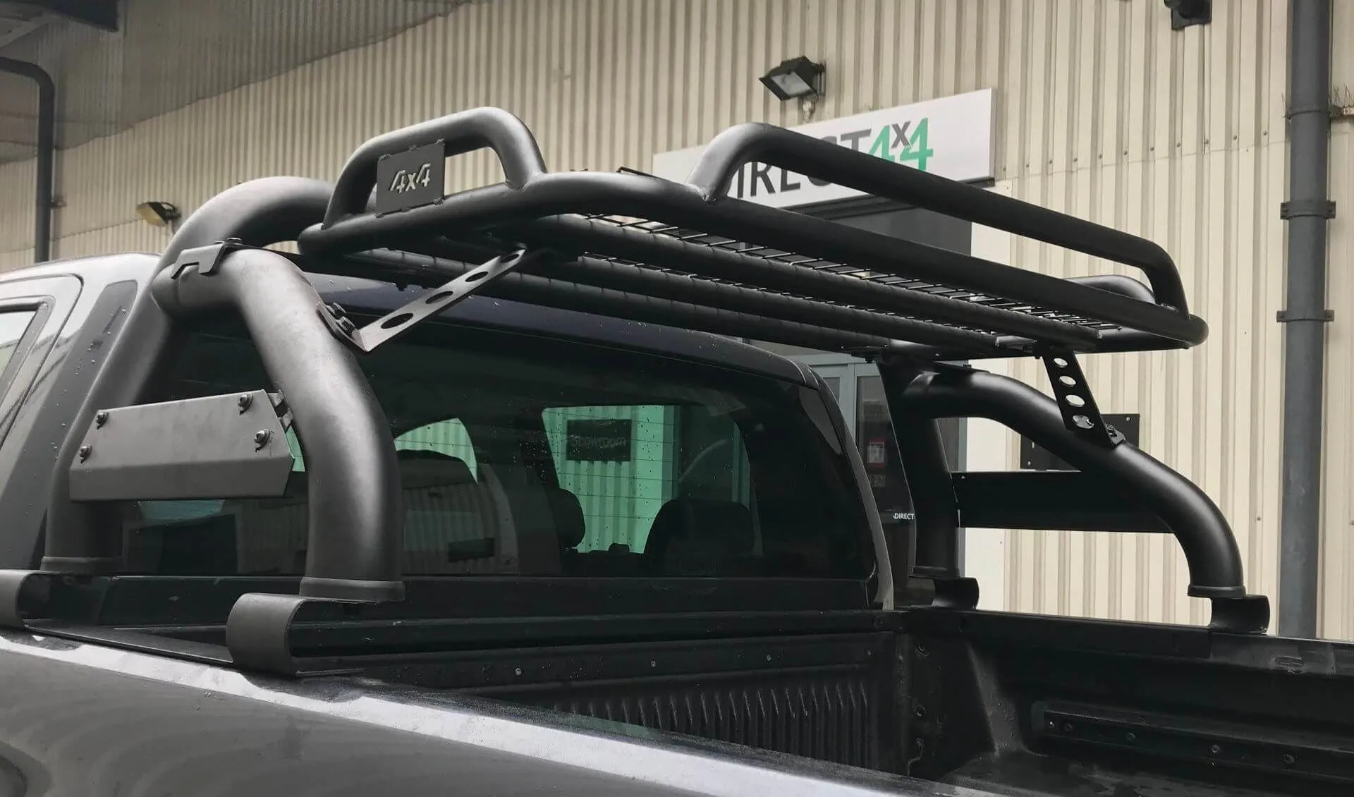 Black SUS201 Short Arm Roll Bar with Cargo Basket Rack for the Ford Ranger 2022 