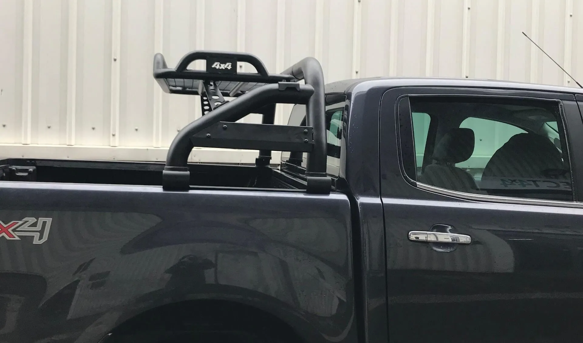 Black SUS201 Short Arm Roll Bar with Cargo Basket Rack for the Ford Ranger 2022 