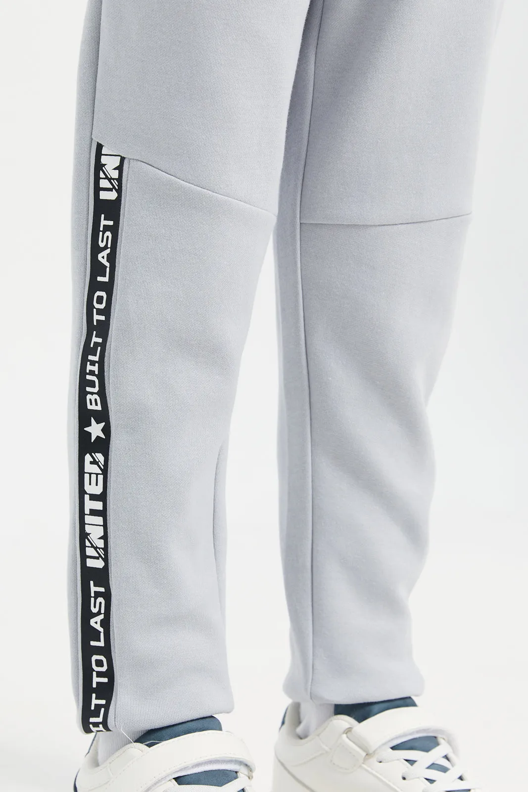 Boys Grey Printed Soft Feel Track Pants