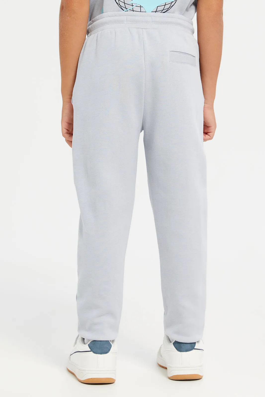 Boys Grey Printed Soft Feel Track Pants