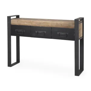 Carga Console Table Brown Wood | Black Metal