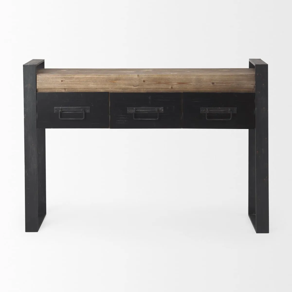 Carga Console Table Brown Wood | Black Metal