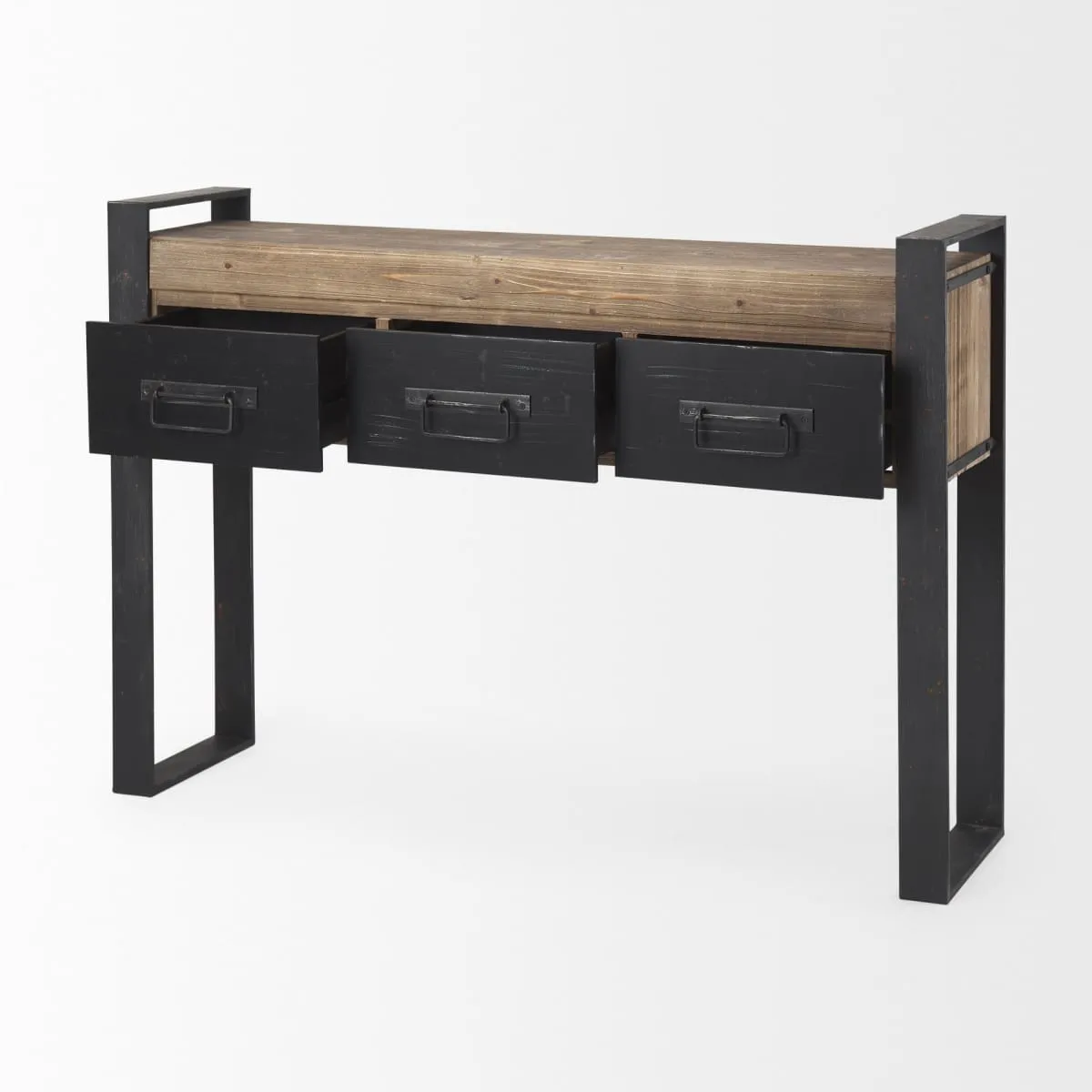 Carga Console Table Brown Wood | Black Metal