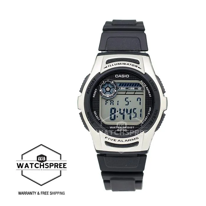 Casio Standard Digital Black Resin Strap Watch W213-1A