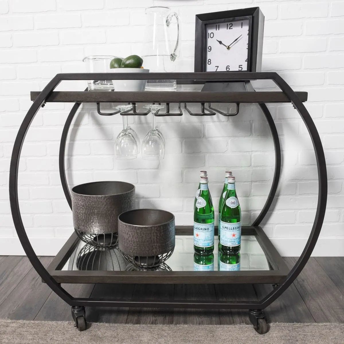 Chriselle Bar Cart Black Metal | Glass