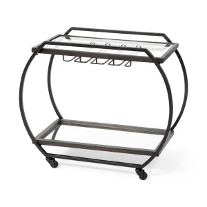 Chriselle Bar Cart Black Metal | Glass