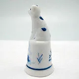 Collectible Thimble Blue and White Dog