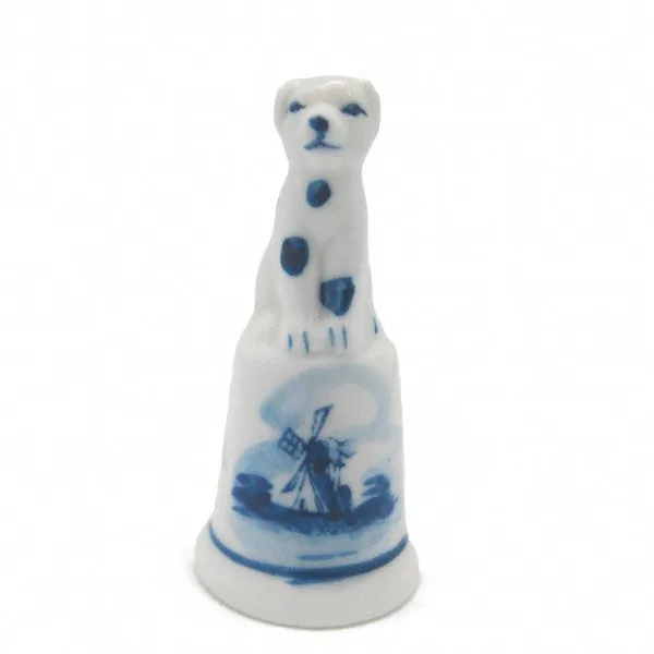 Collectible Thimble Blue and White Dog