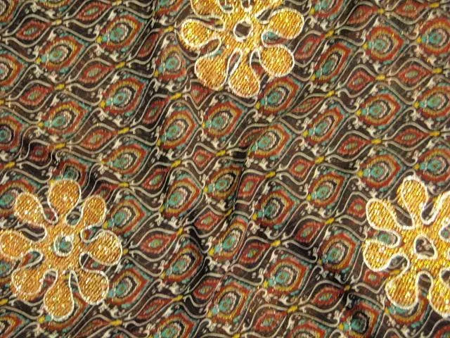 Copper Glitter Printed Chiffon