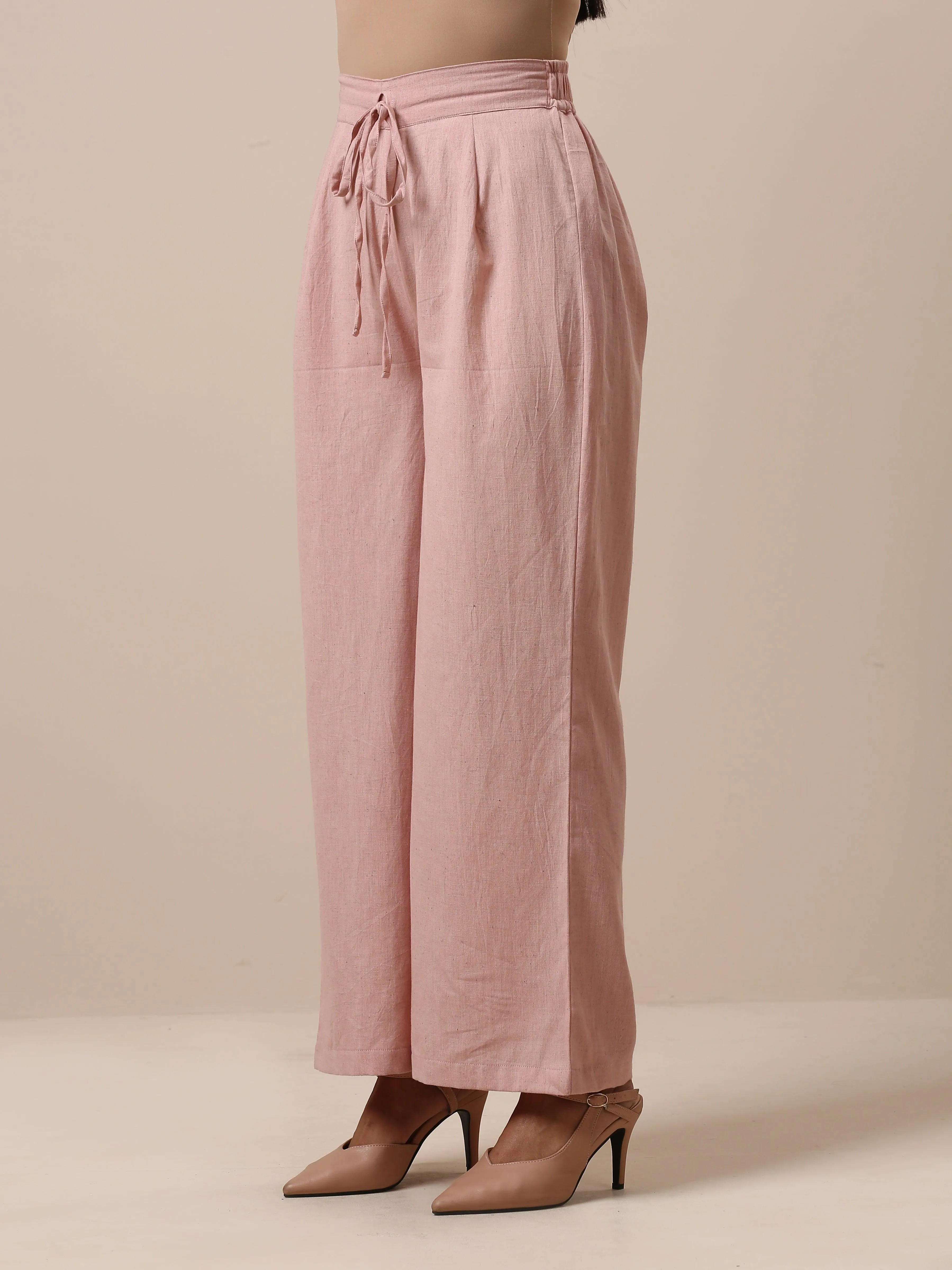 Cotton Rose Pink High Waist Pant