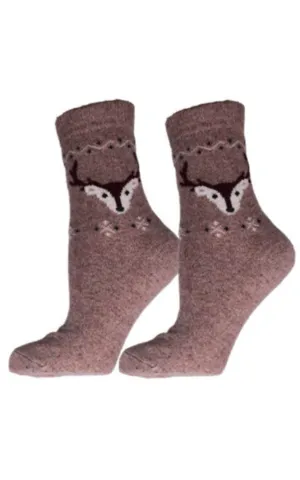 DB3378 Deer Wool Blend Warm Crew Women Socks  (12prs Pack)