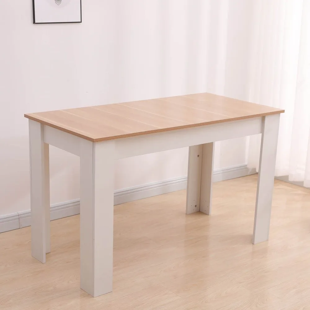 Dining Table Rectangular Wooden 120M-Wood&amp;White