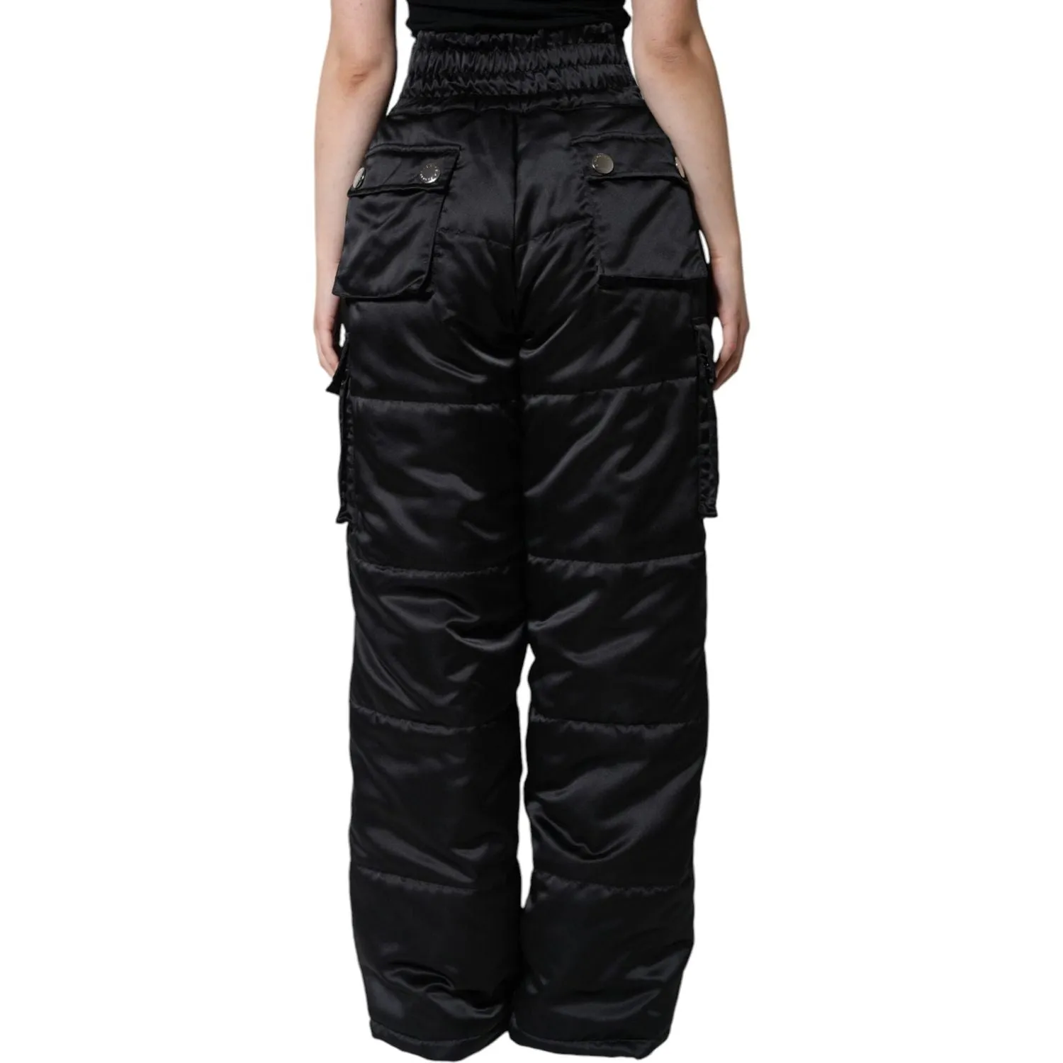 Dolce & Gabbana Black Quilted High Waist Women Boot Cut Pants