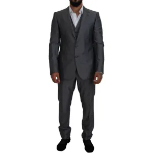 Dolce & Gabbana Elegant Gray Silver Sicilia Suit Ensemble