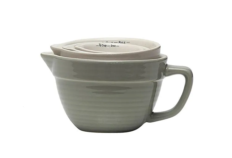 Gray Stoneware Batterbowl Measuring Cups