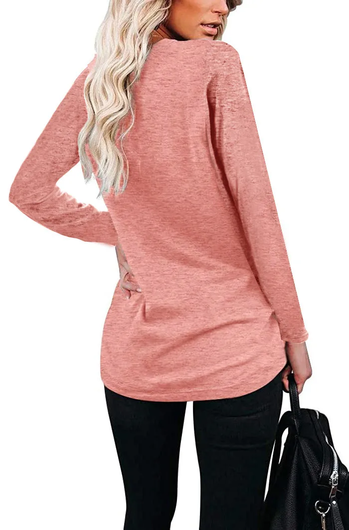 Haute Edition Long Sleeve Heather Pocket Scoop Neck Long Sleeve Pocket Tunic Top