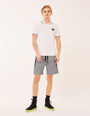 MARK FAST MEN OVERSIZE LIGHT GRAY CASUAL SPORTS SHORTS WITH WATERPROOF ZIPPER