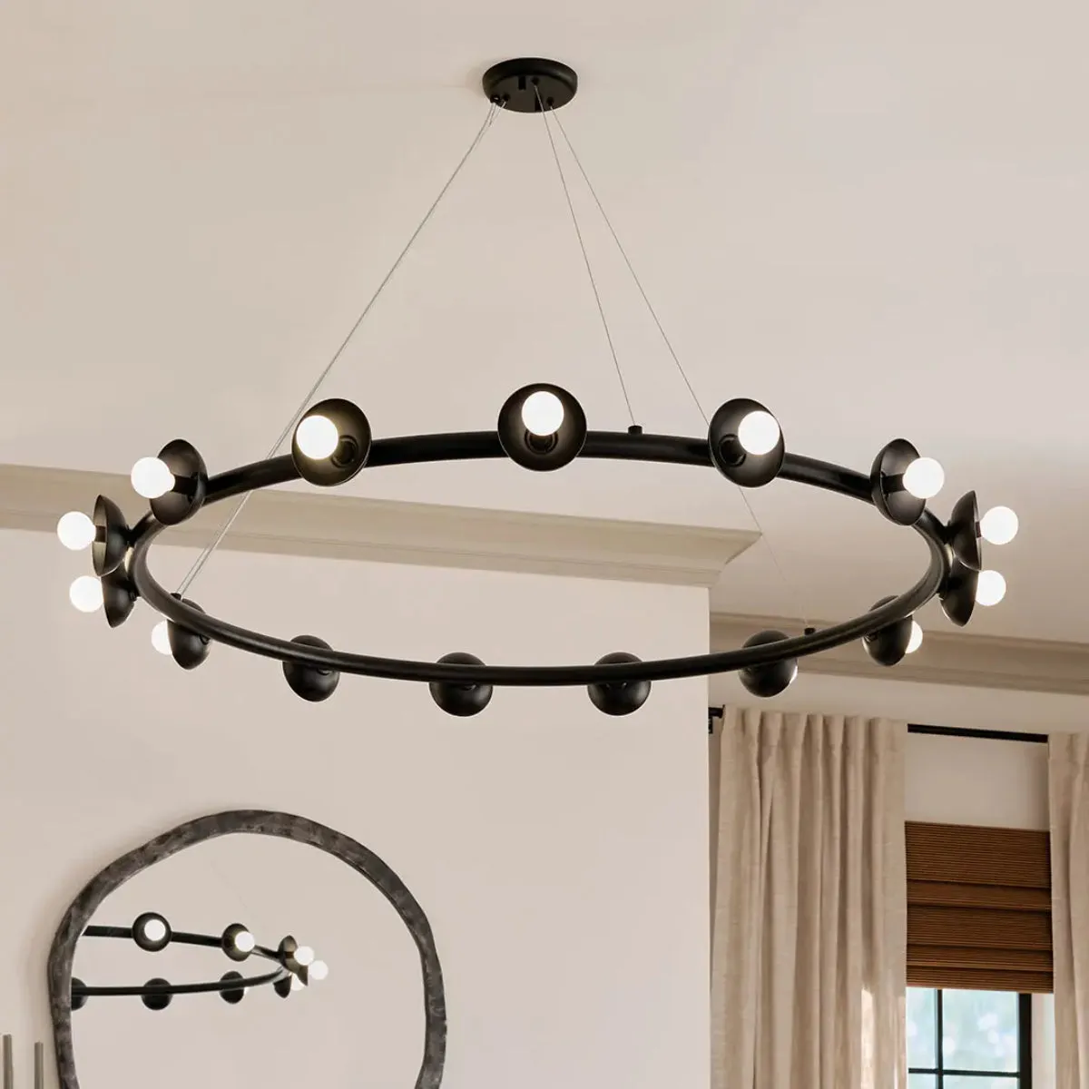 Palta 50" 15-Light Chandelier, Black Finish