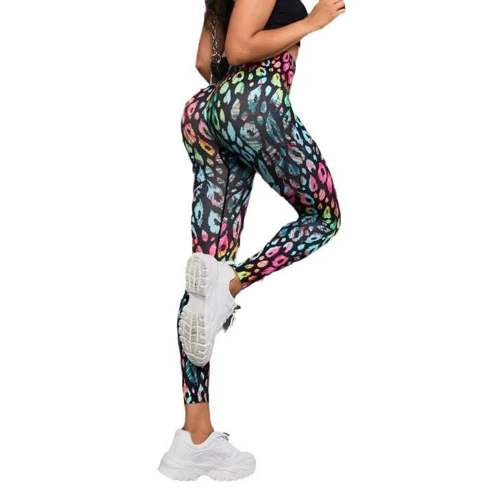 Printed Seamless Yoga High Waist Hip Lift Trousers