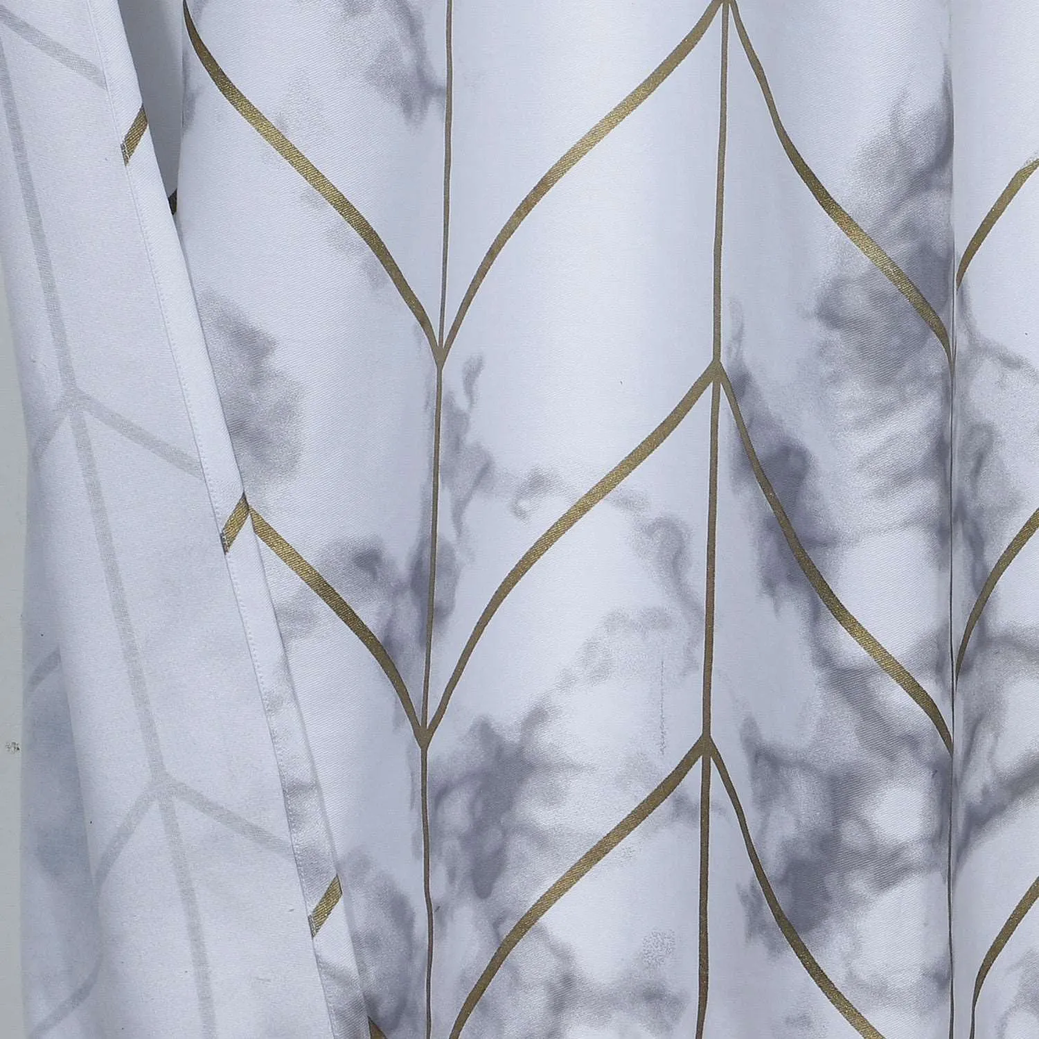 Silver Marble And Geo Pattern Shower Curtain