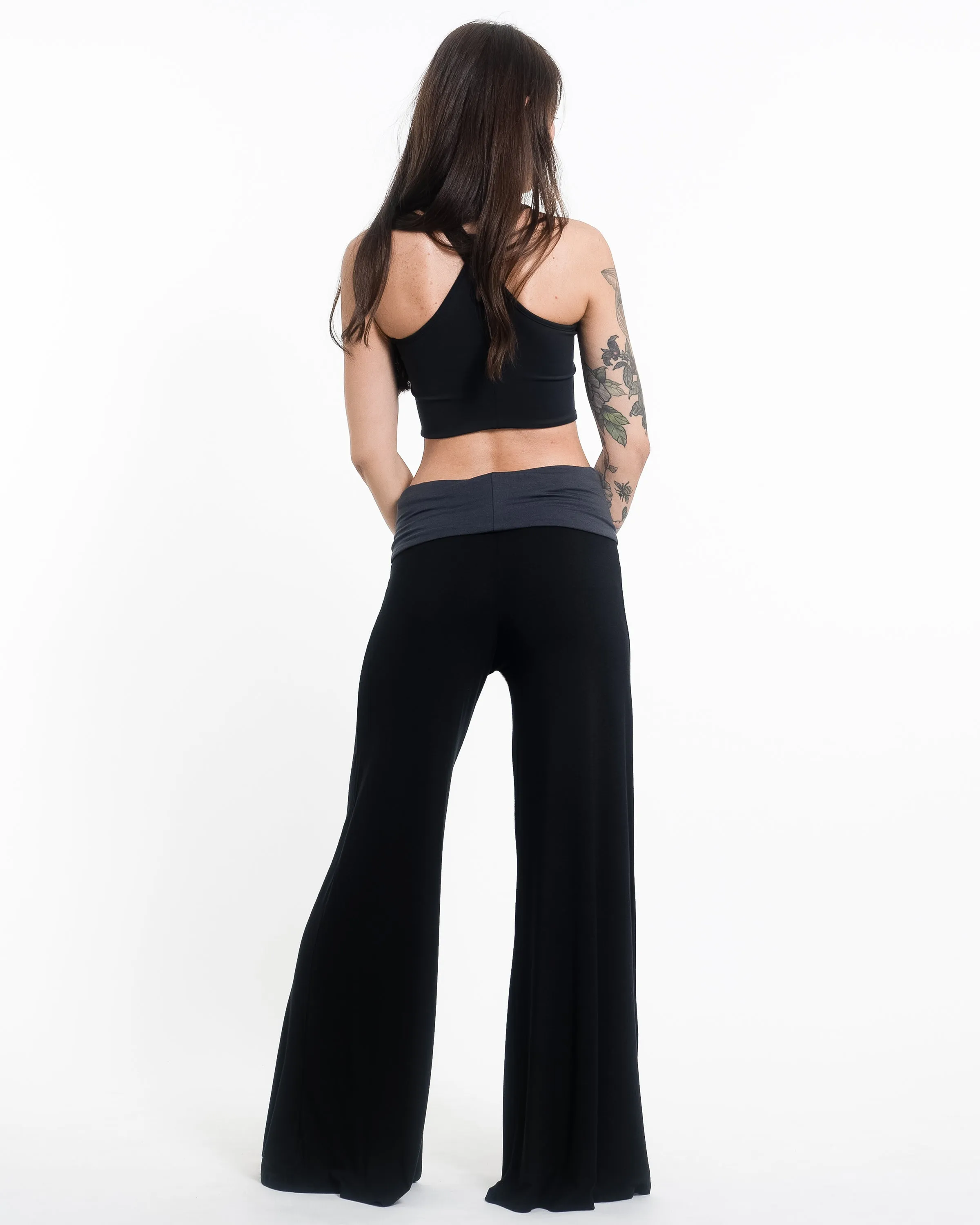 Skulls Spandex Wide Leg Palazzo Pants in Black