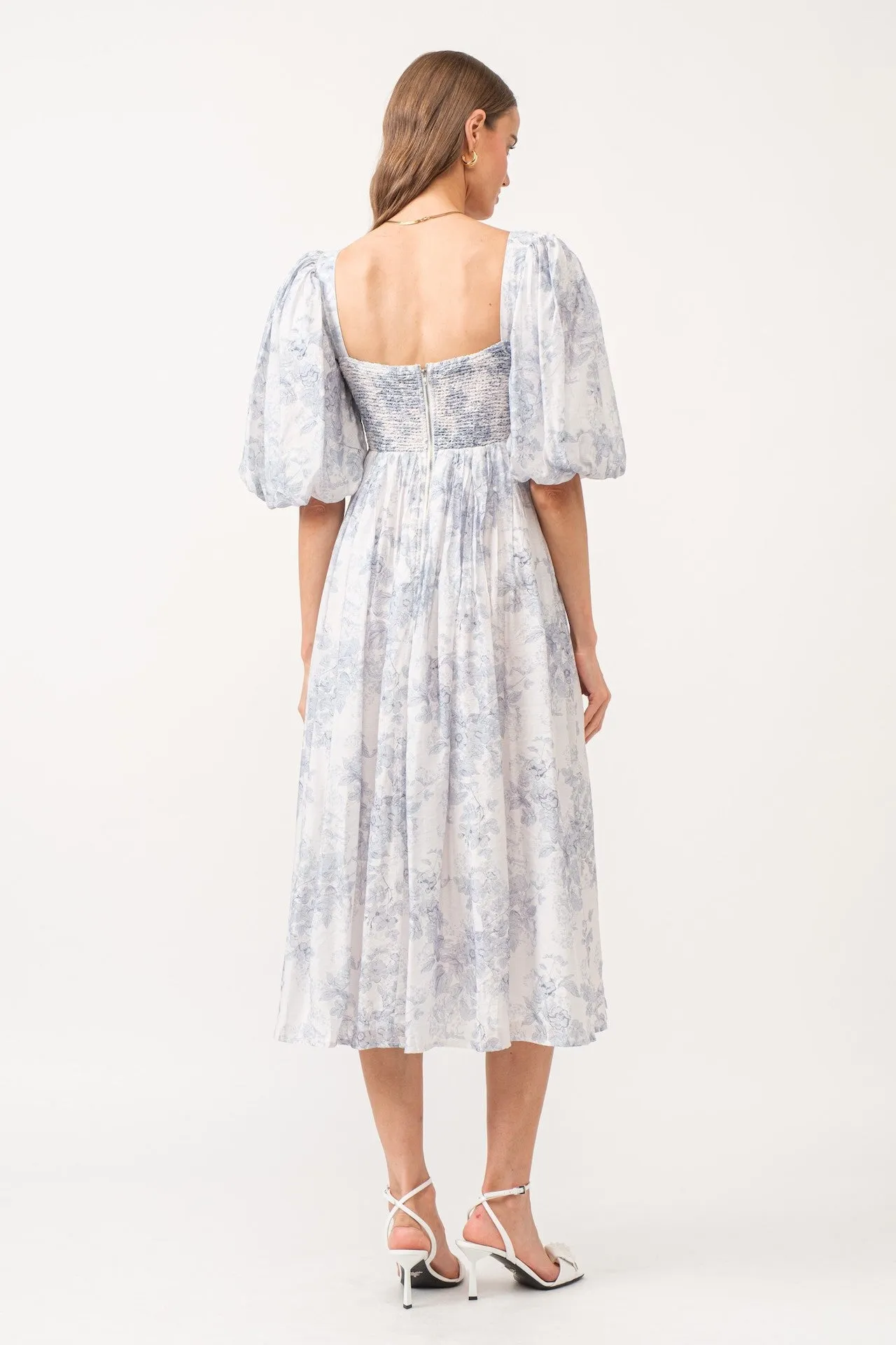 Sky Blue Toile Midi Dress