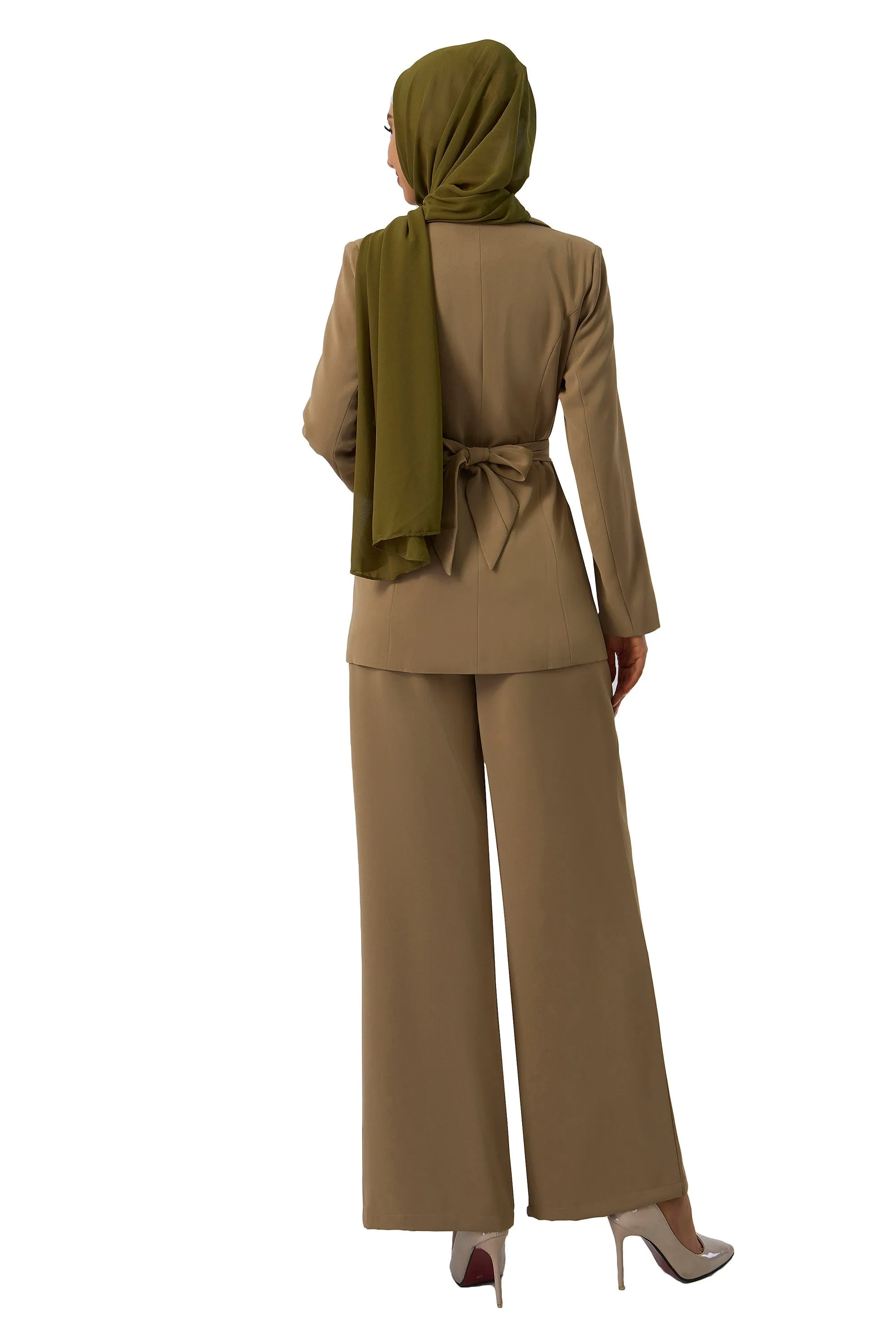 Taupe Jacket and Pants Suit Set