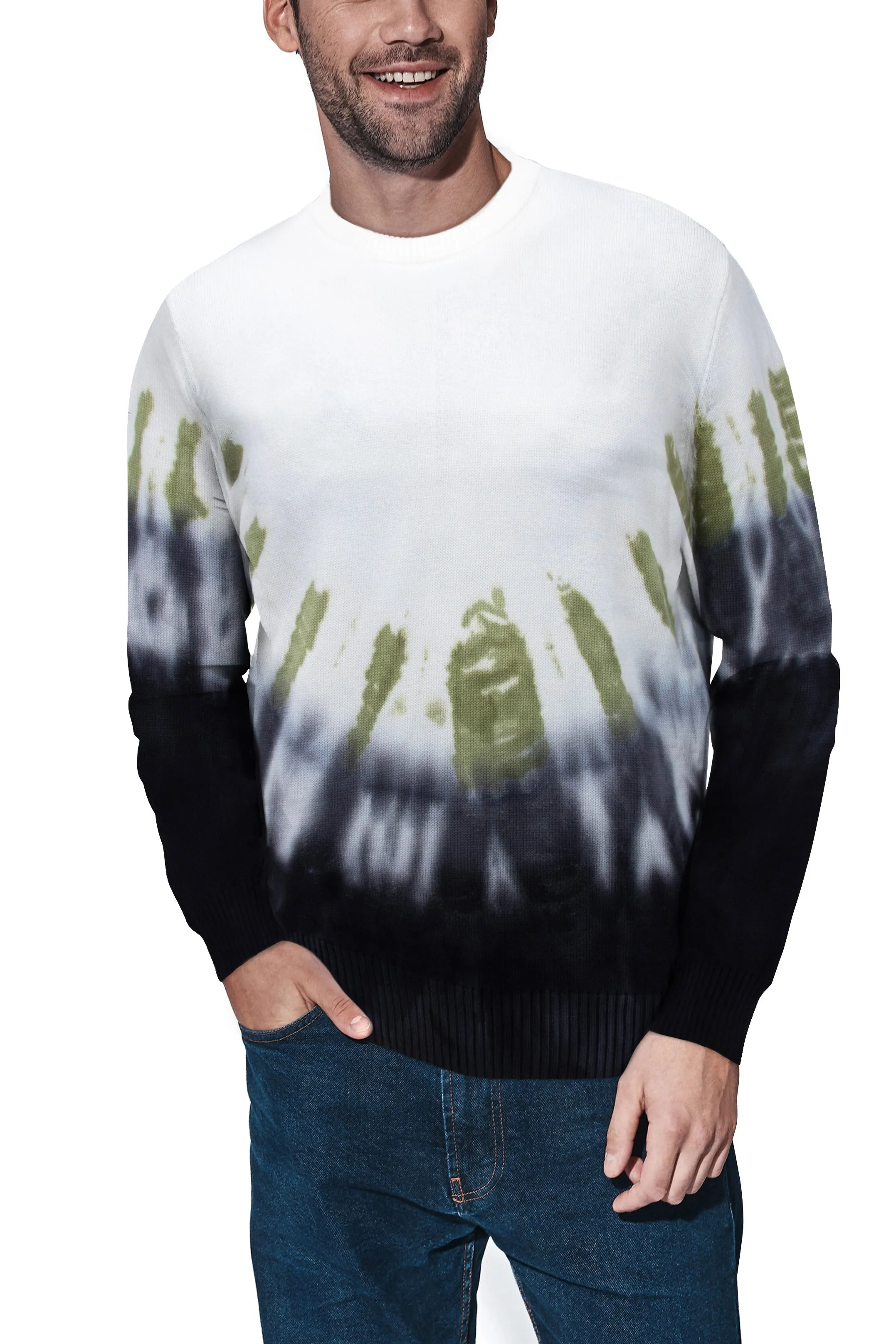 X RAY Men's Pullover Crewneck Tie Dye Fashion Sweater